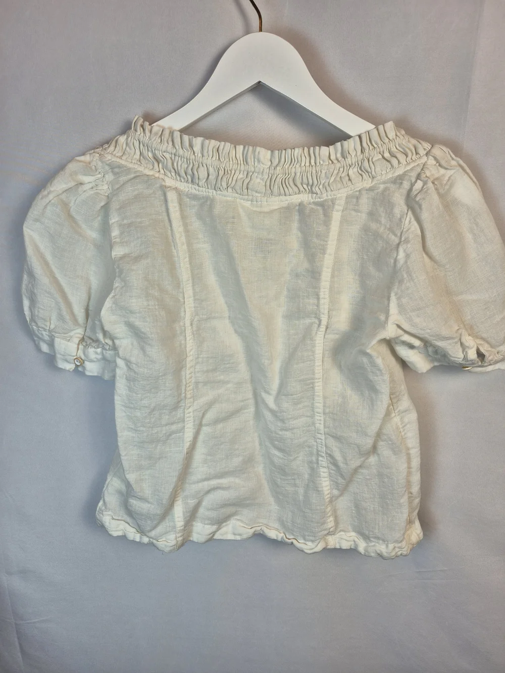 Anthropologie Maeve Ivory Button-Front Peasant Blouse Size 6